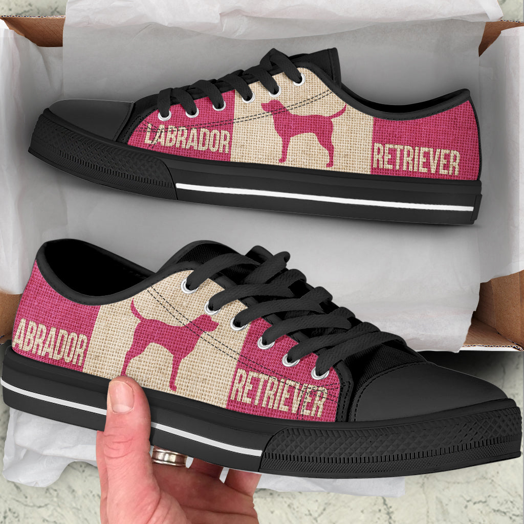 Labrador Retriever Dog Lover Low Top Shoes Burlap Print Canvas Shoes – Best Shoes For Dog Lover