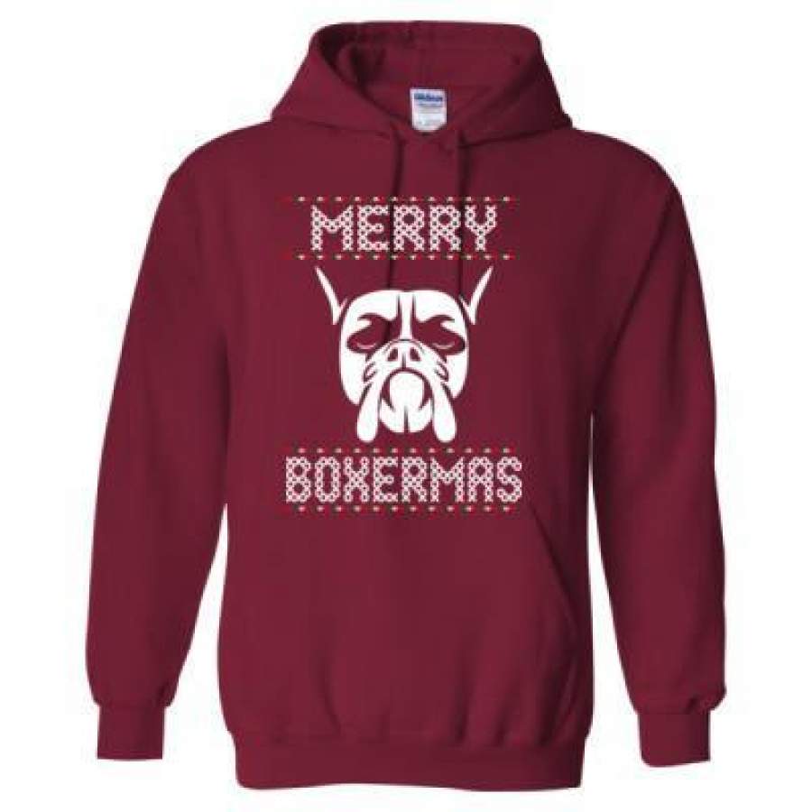 Agr Merry Boxermas Ugly Christmas Sweater 2023 – Heavy Blend™ Hooded Sweatshirt