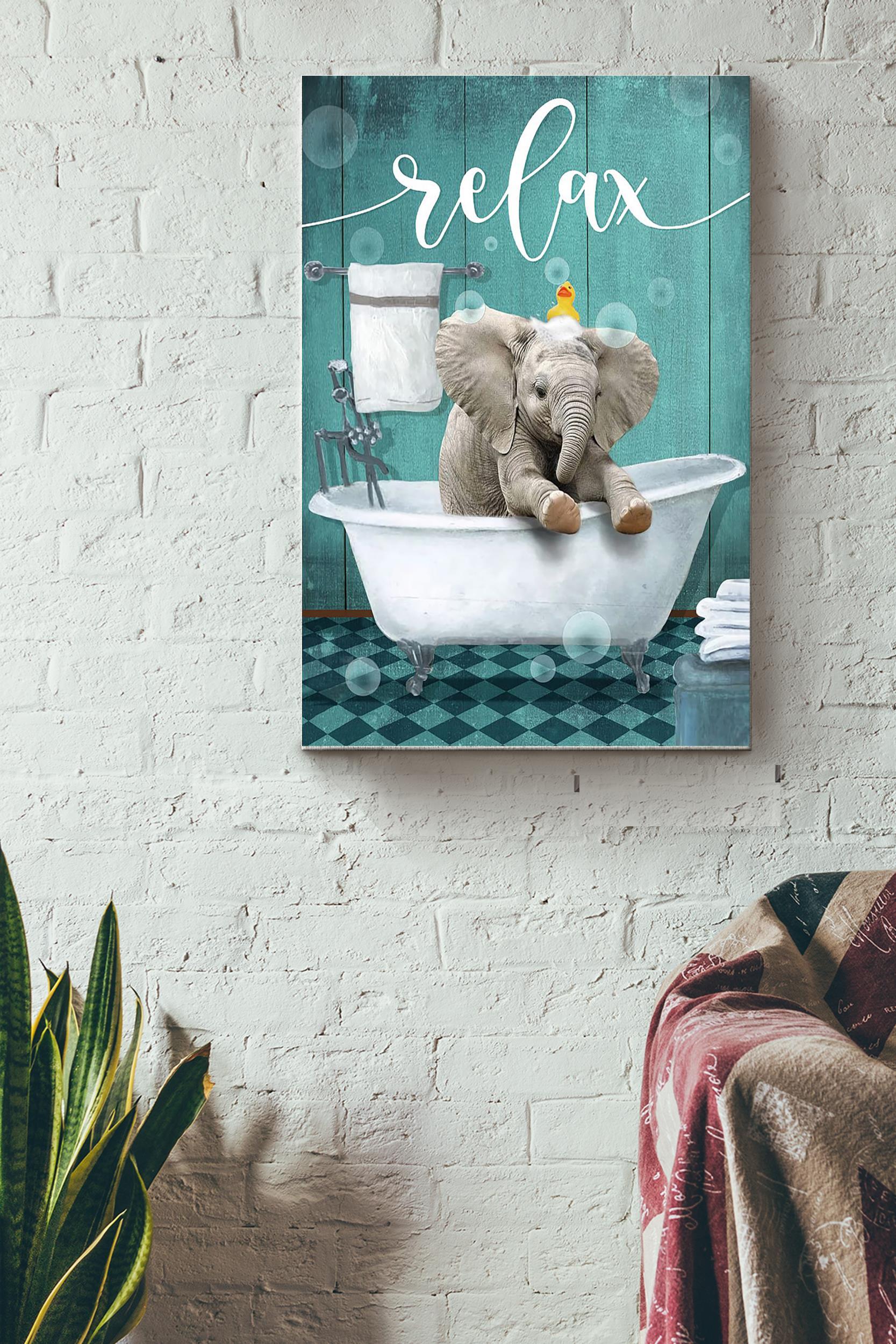 Rexing In A Bathtub Elephant Poster Wrapped Canvas