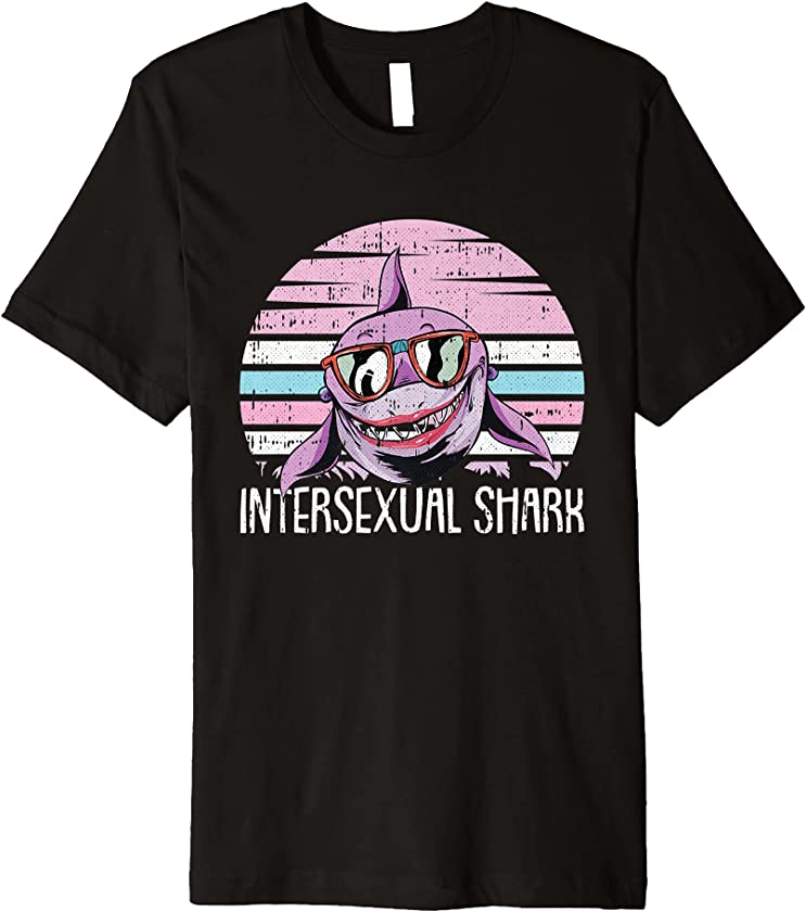 Shark Intersexual Pride Retro Ocean Animal LGBT-Q Ally Premium T-Shirt