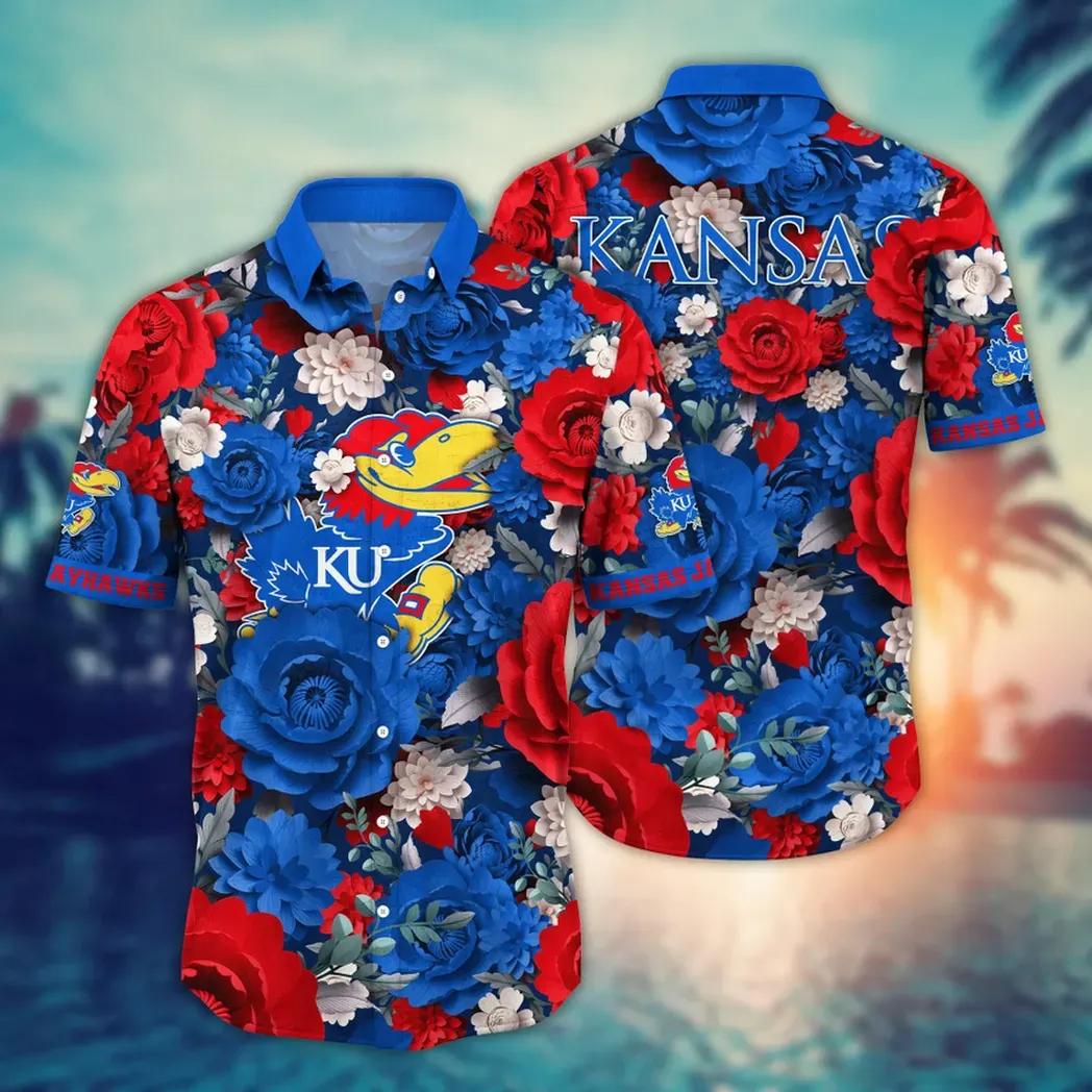 Kansas Jayhawks Ncaa Flower Aloha Hawaiian Shirt 4, Ncaa Hawaiian Shirt
