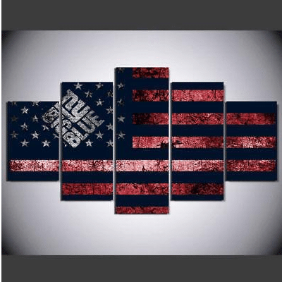 New York Giants American Flag Abstract 5 Panel Canvas Art Wall Decor