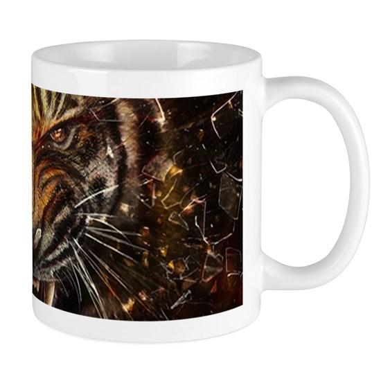 Angry Tiger Breaking Through Glass Mug