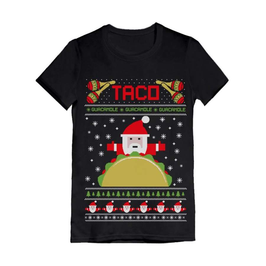 Taco Santa Ugly Christmas Funny Toddler Kids Girls’ Fitted T-Shirt