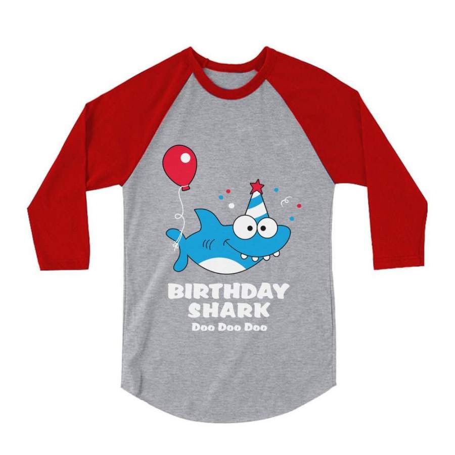 Birthday Shark Doo Doo Song Funny Gift 3/4 Sleeve Baseball Jersey Toddler Shirt