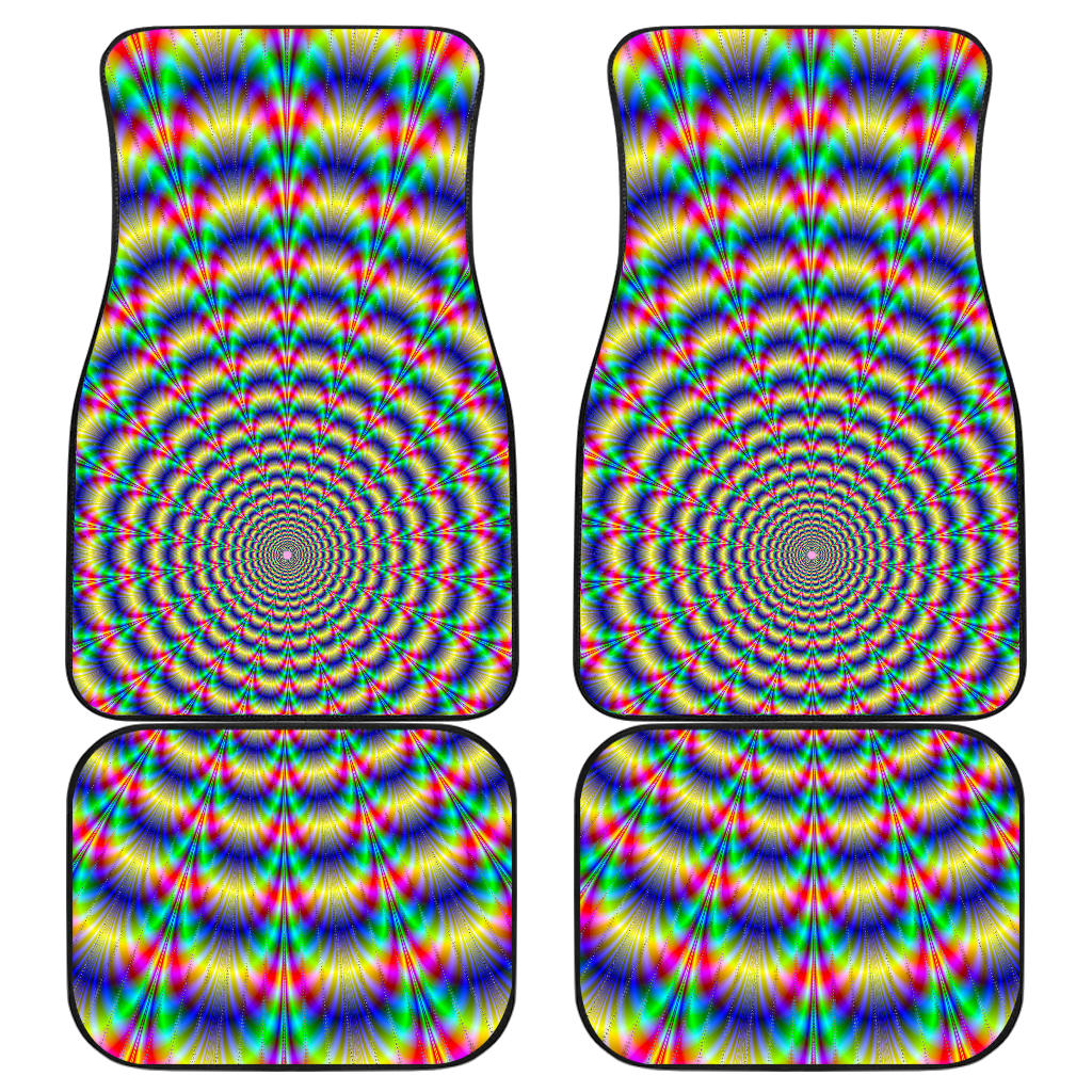 Psychedelic Explosion Optical Illusion Front And Back Car Floor Mats, Front Car Mat