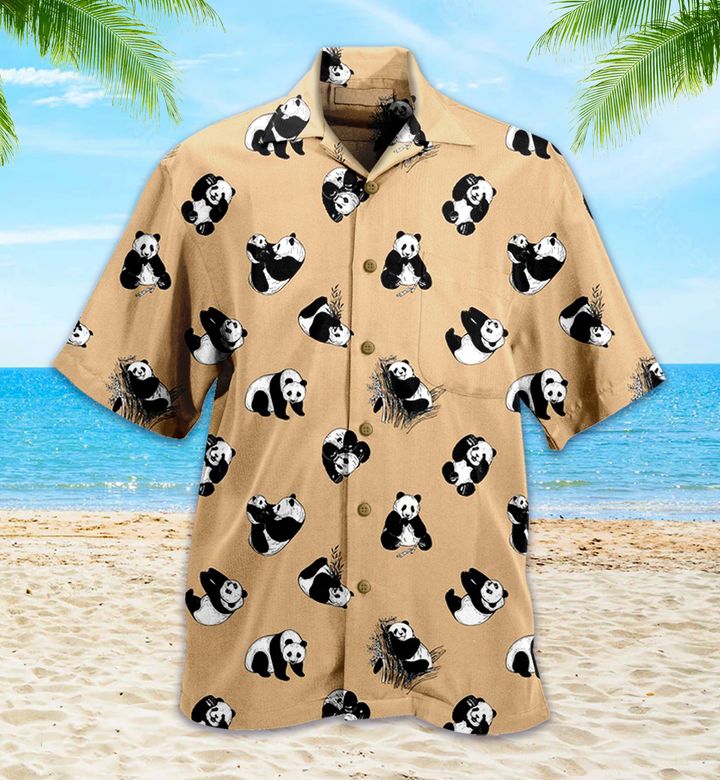 Panda Pattern Brown 3D Hawaiian Shirt