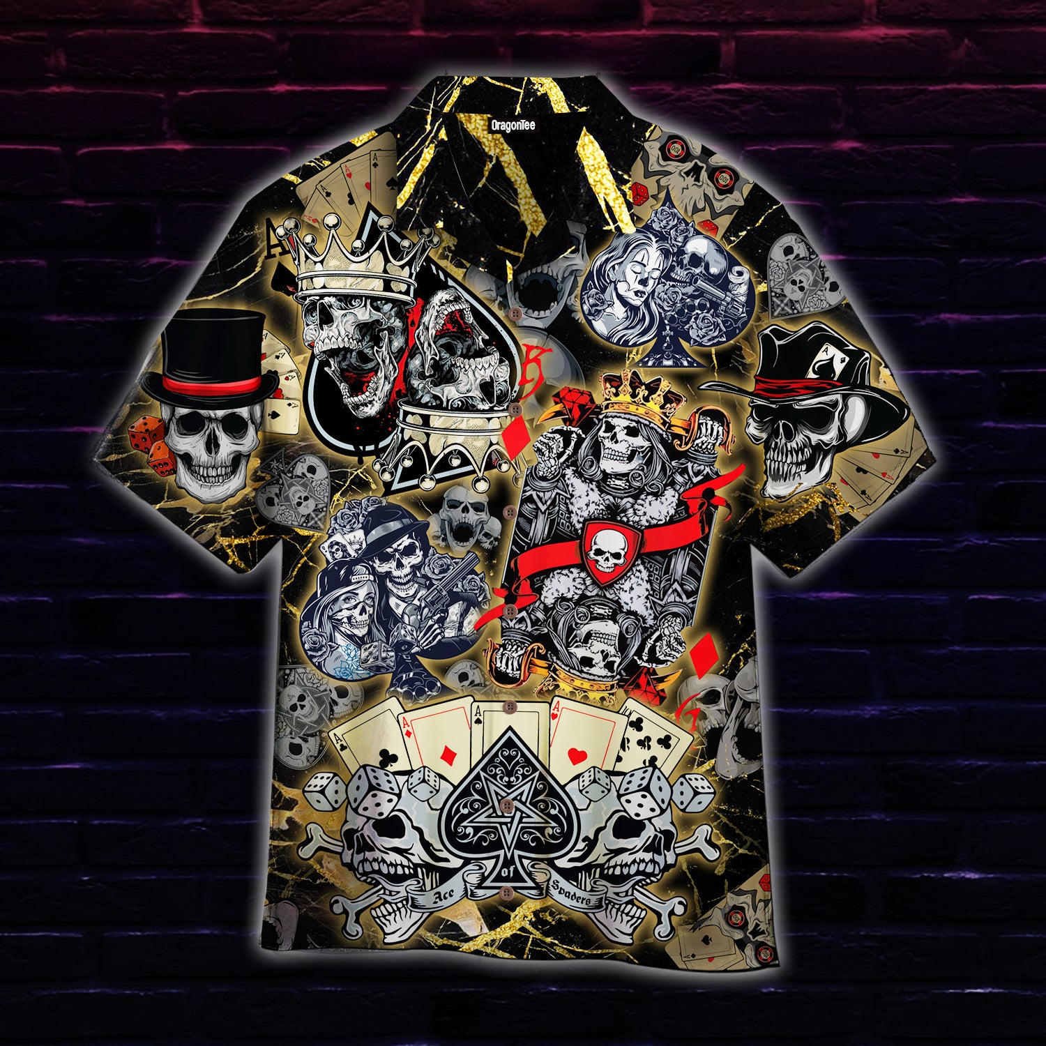 Oragontee Dangerous Skull Poker Hawaii Shirt For Men Women Adult Ha99085