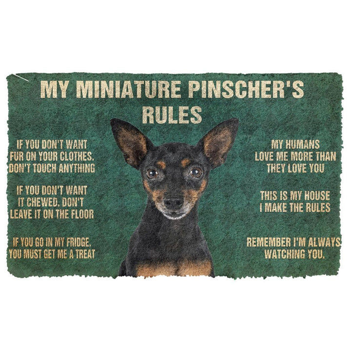 Waybackapparel Miniature Pinscher’S Rules 3D Doormat