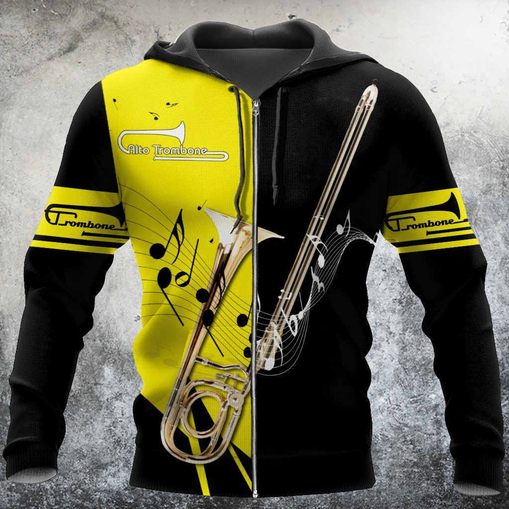 Alto Trombone Music 3D Zip Up Hoodie Shirt For Men And Women