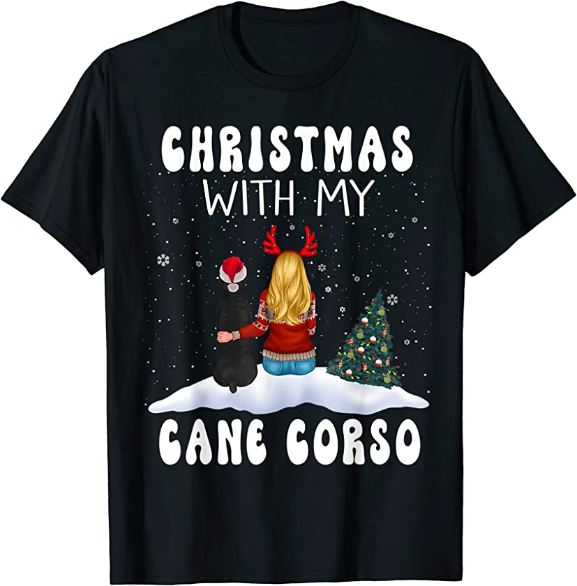 Christmas With My Cane Corso Dog Puppy Funny Xmas T-Shirt