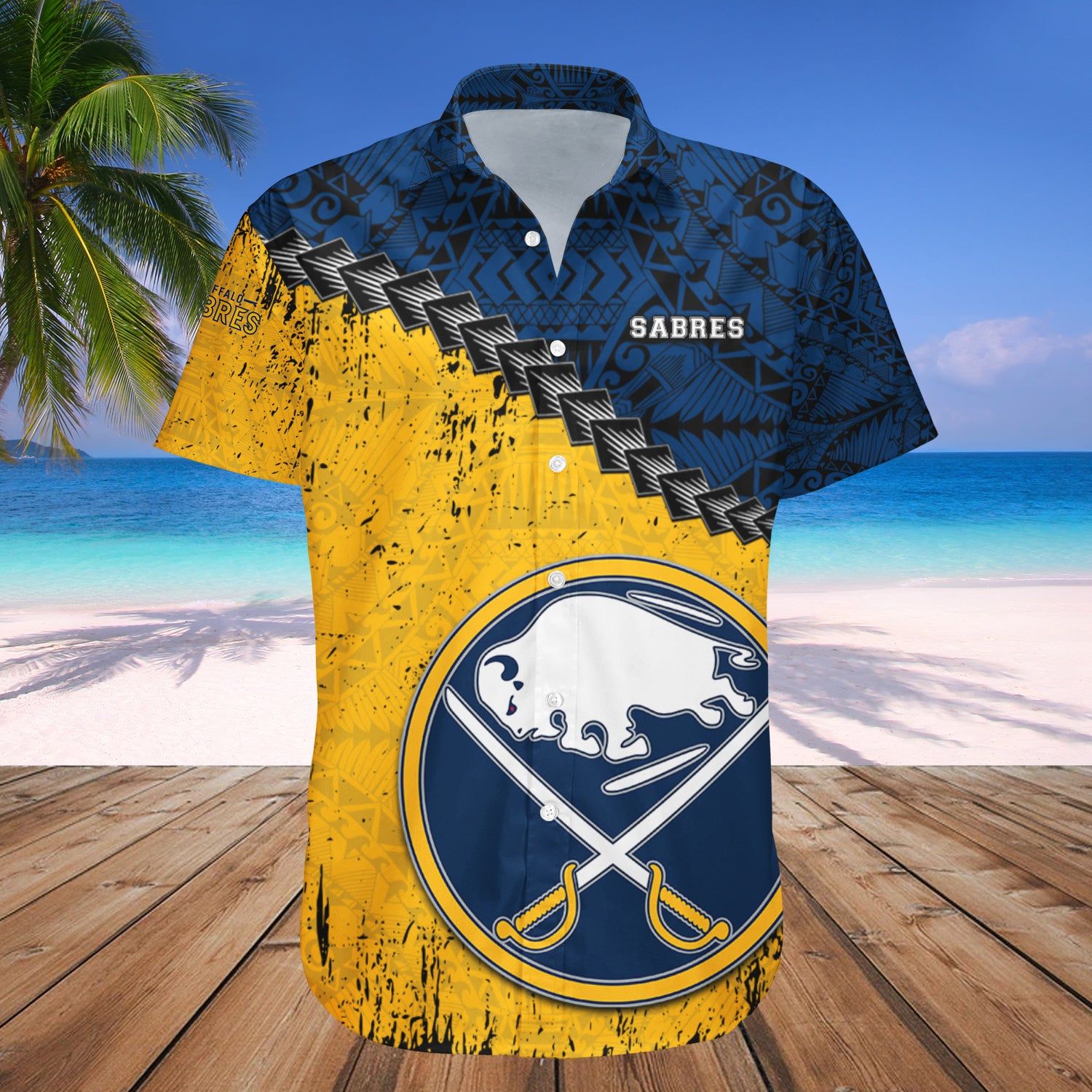 Buffalo Sabres Hawaii Shirt Grunge Polynesian Tattoo – Nhl