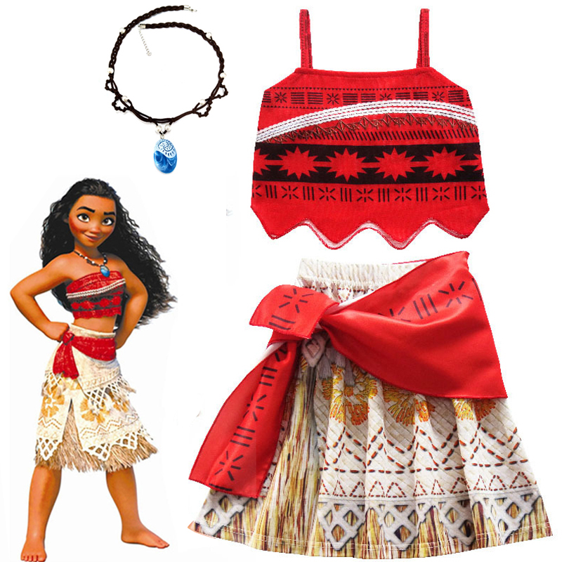 2020 Girls Moana Cosplay Costume for Kids Vaiana Princess Dress Clothes for Halloween Costumes for girls baby Girl party dresses alx