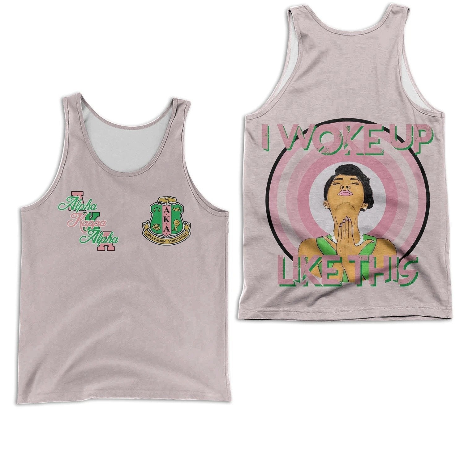 Wonderprint Tank Top  I Woke Up Alpha Kappa Alpha Racerback Tank