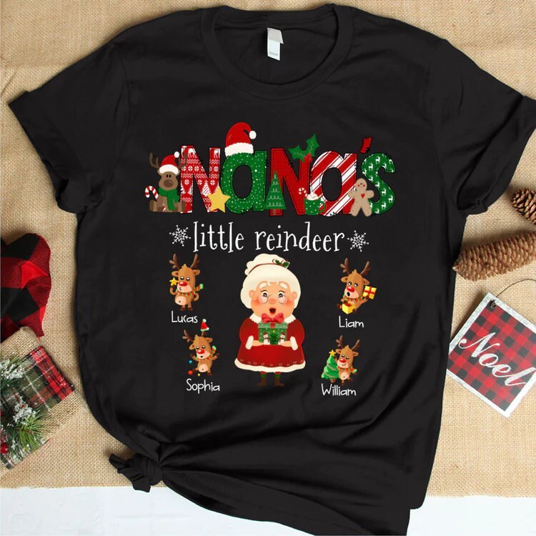 Personalized Christmas Grandma Shirt, Christmas Nana Shirt with Lights kids, Custom Nana Mimi Nickname Shirt for Christmas, Gigi XMas Shirt