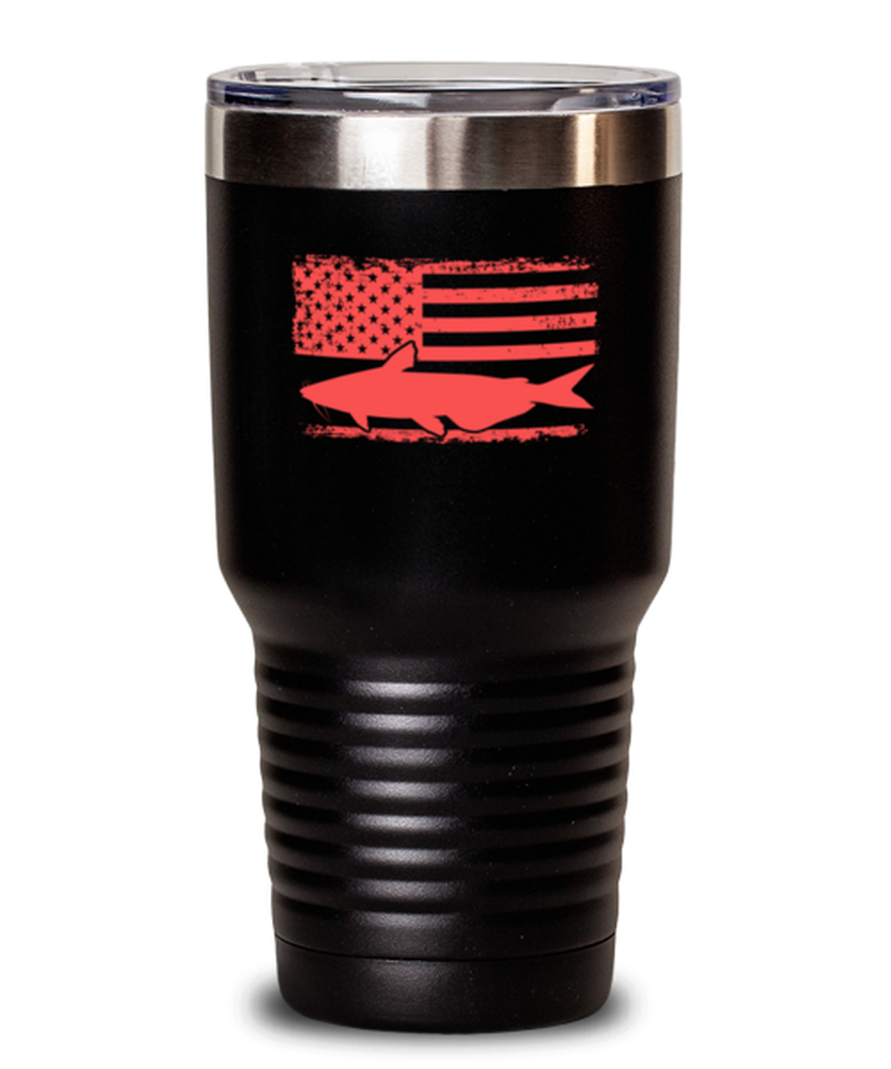 30 Oz Tumbler Stainless Steel Insulated  Funny Catfishing American Flag