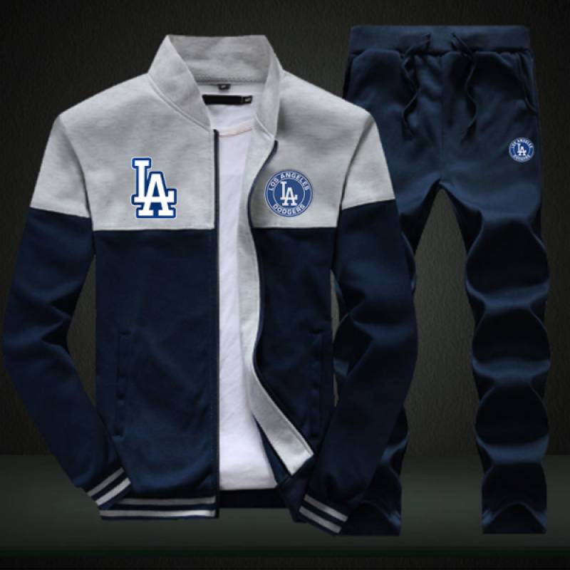 Los Angeles Dodgers Sweatshirt +Sweatpants Mens Clothing 2 Pieces Sets Slim Tracksuit