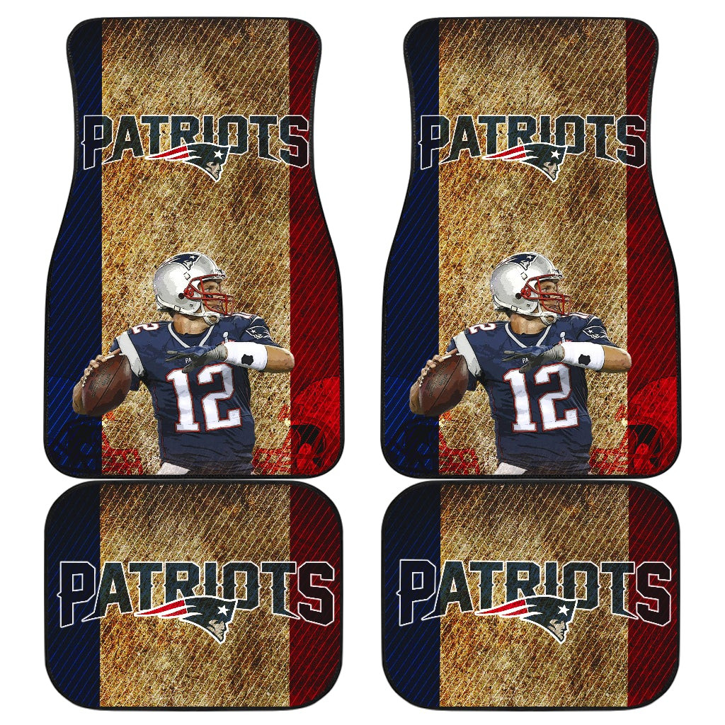 New England Patriots American Football Team Tom Brady Throwing Rugby Ball Without Glove Car Floor Mats