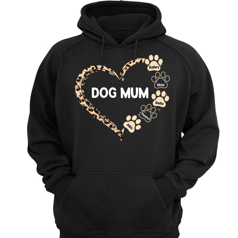 Uk Leopard Heart Dog Mum Personalized Hoodie Sweatshirt