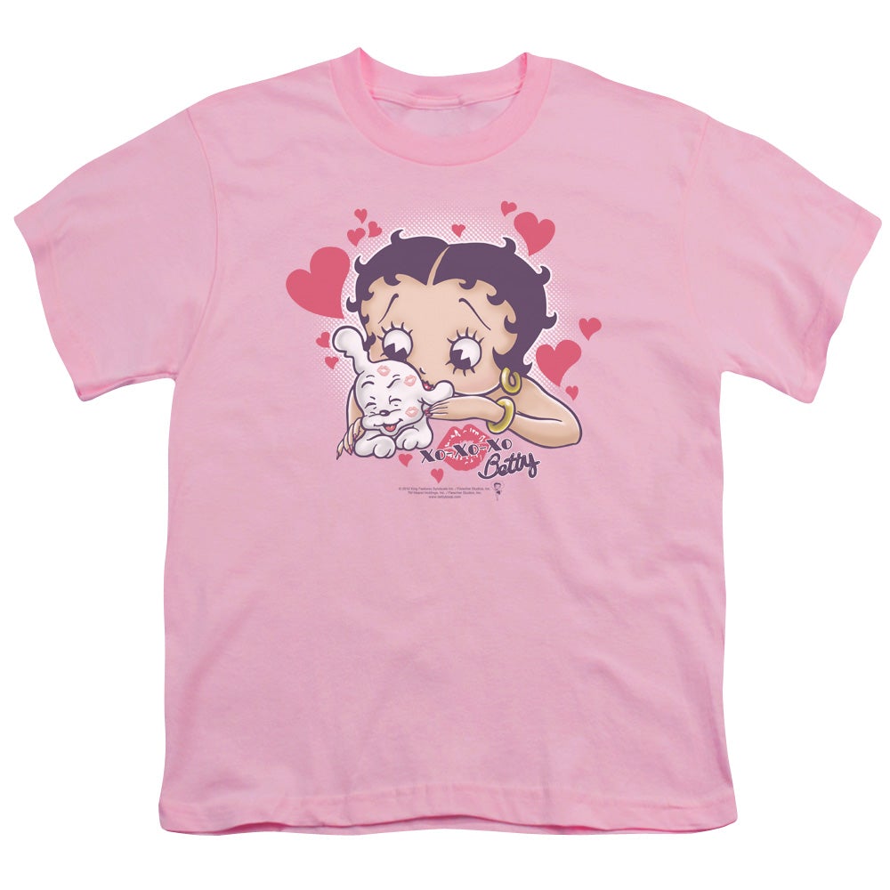 Betty Boop Puppy Love Kids Youth T Shirt Pink