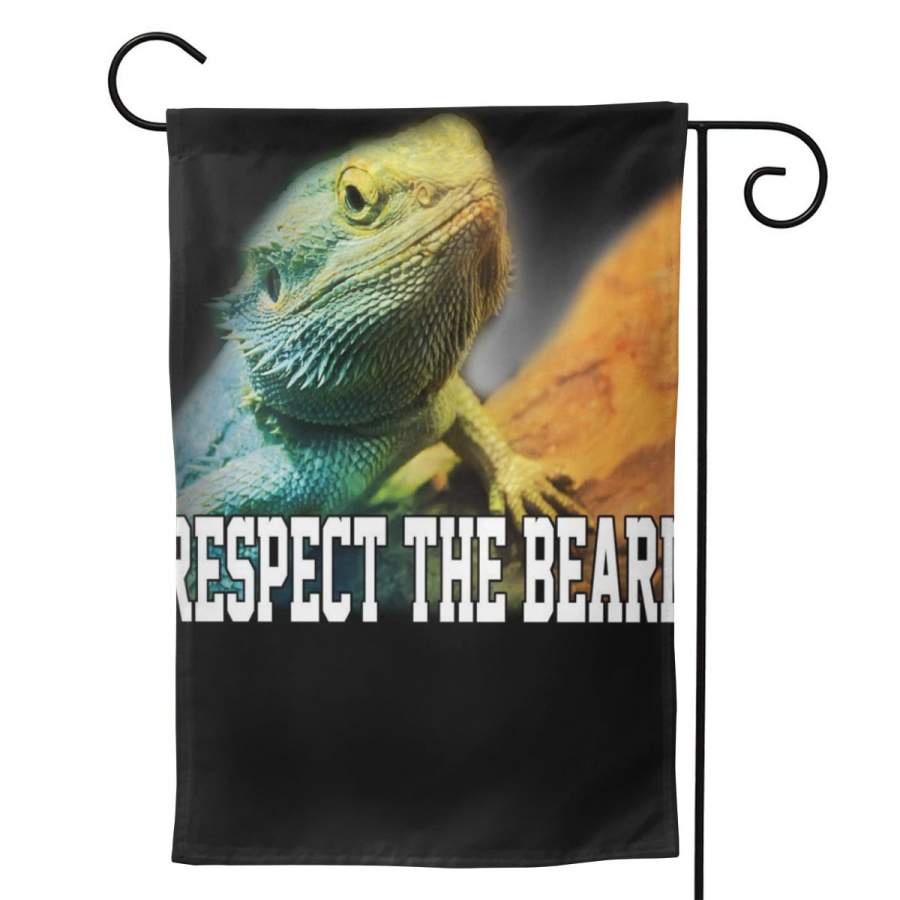 2 Pcs Garden Flag Respect The Beard Funny Bearded Dragon Horizontal Poster 12.5″x18″ -Mothers Day, Birthday Gifts for Mom, Dad, Wife, Husband, Daughters, Grandma, Friends