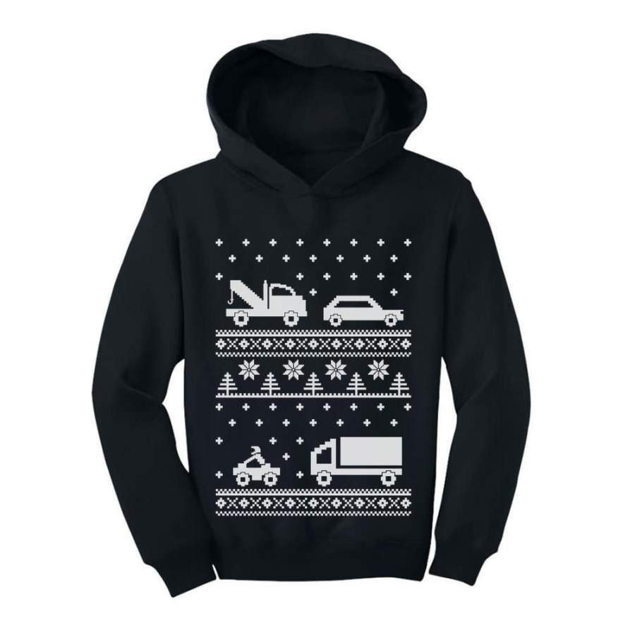 Xmas Children Clothing – Ugly Christmas Sweater Cars Toddler Hoodie