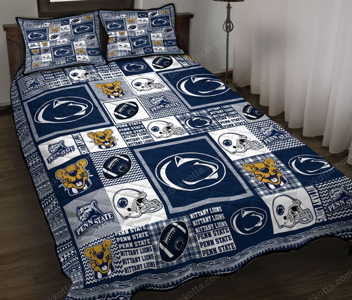 THE20101540-Penn State Nittany Lions QUIAAM4010 Quilt Bed Set & Quilt Blanket