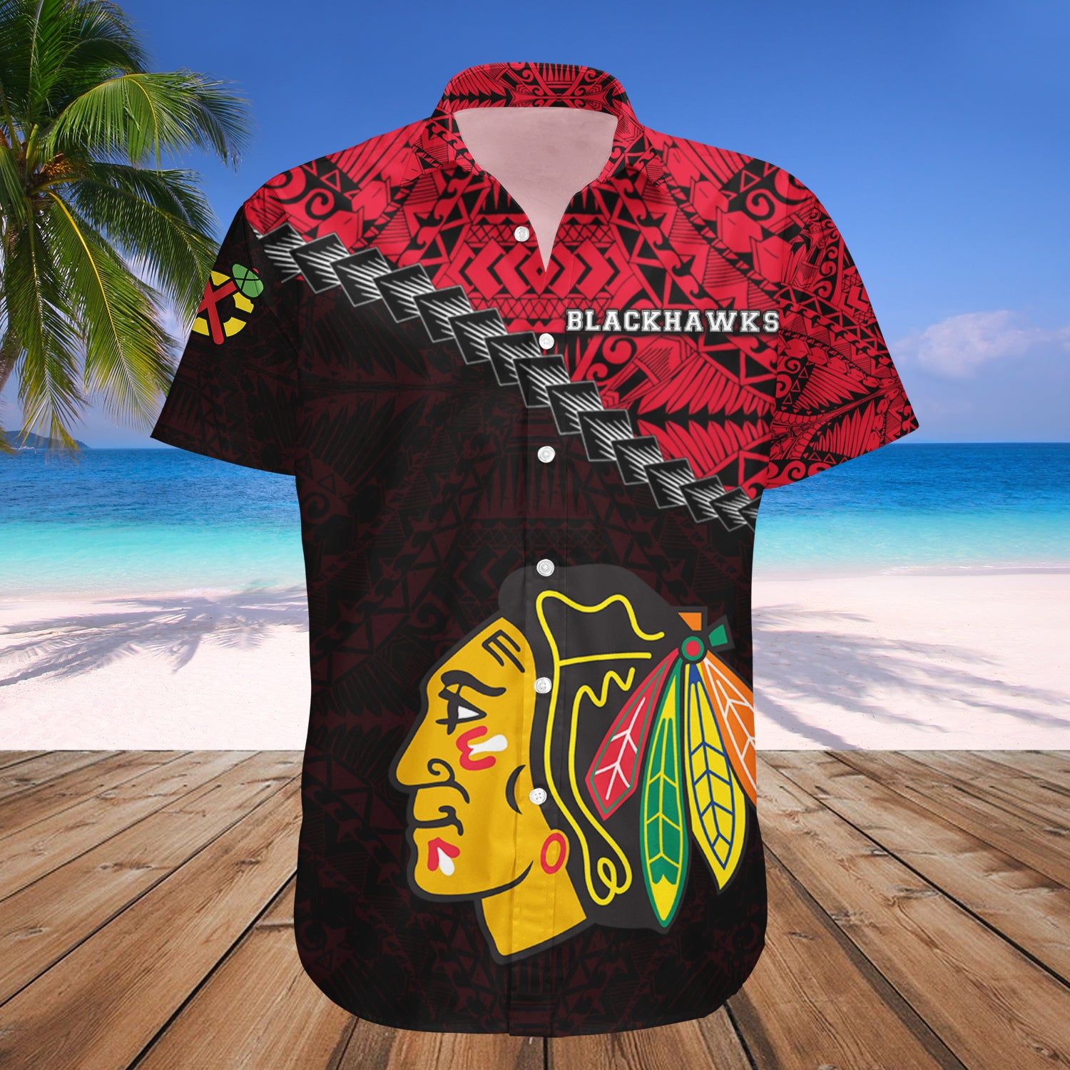 Chicago Blackhawks Hawaii Shirt Grunge Polynesian Tattoo – Nhl