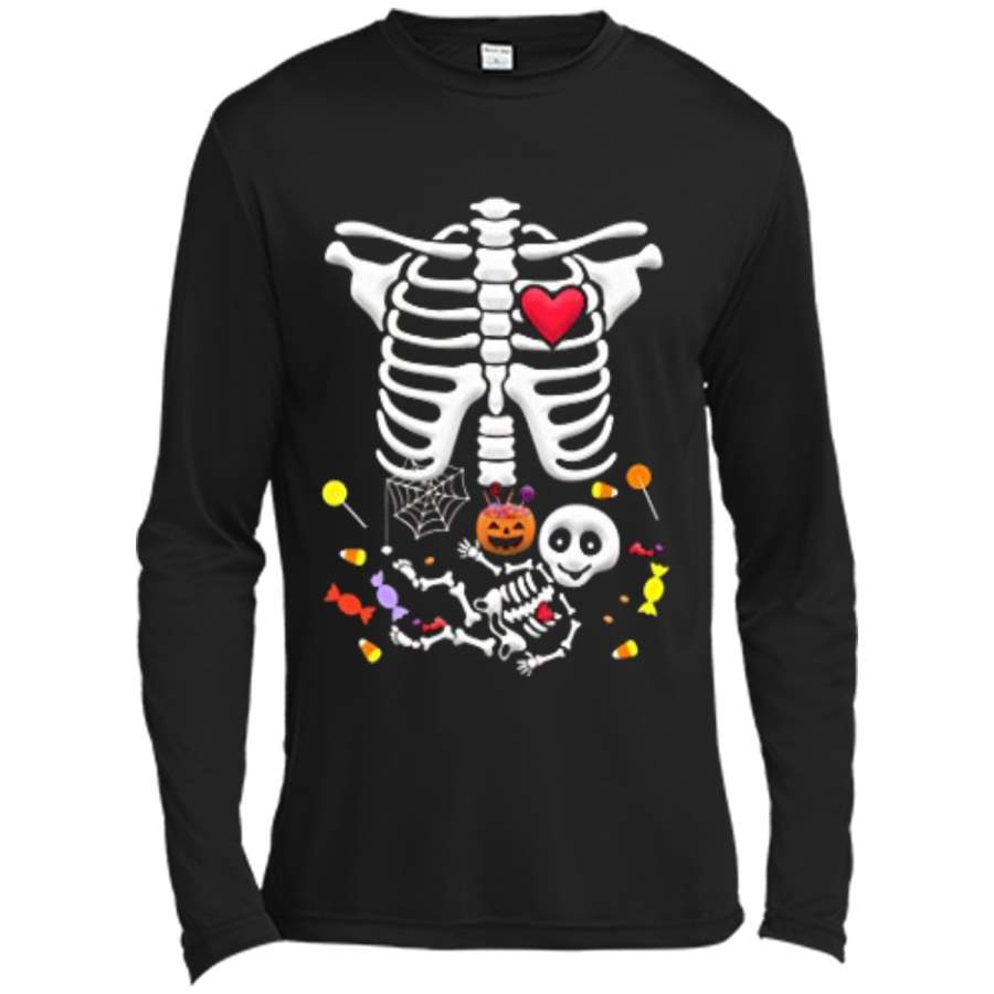 Pregnant Skeleton Candy Halloween  Long Sleeve Moisture Absorbing Shirt