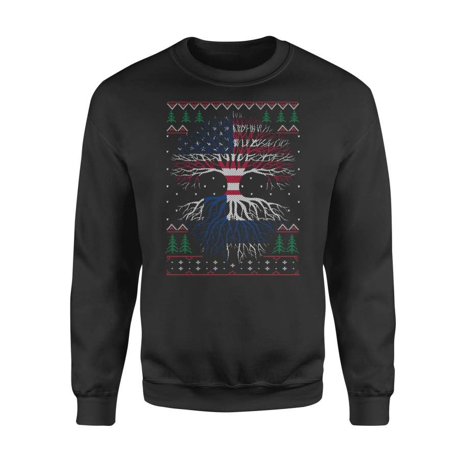 YOLOstuff Finnish Roots American US Grown Flag Ugly Christmas – Standard Fleece Sweatshirt