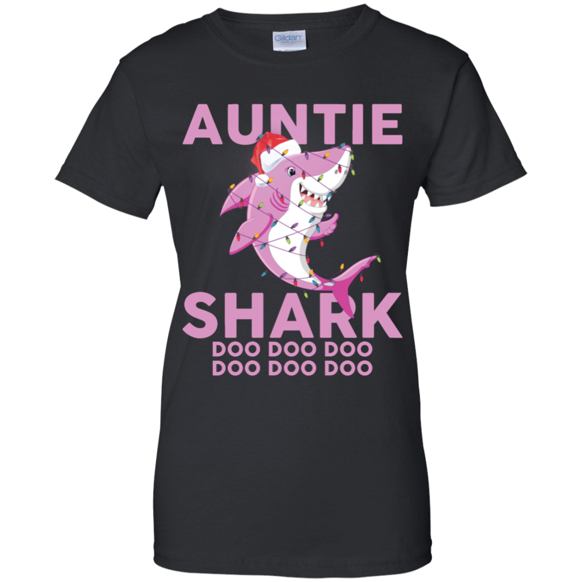 Auntie Shark Doo Doo Doo Funny Christmas Lights T-Shirt Ladies’ T-Shirt