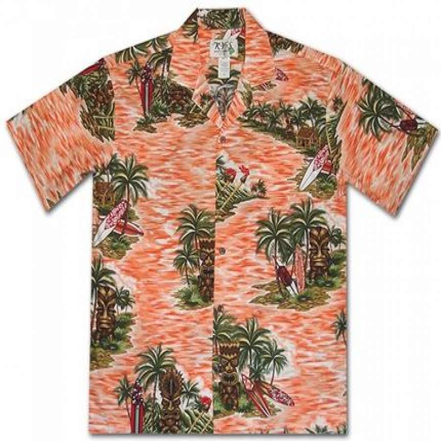 Tiki Island Orange Hawaii Shirt Ha26334