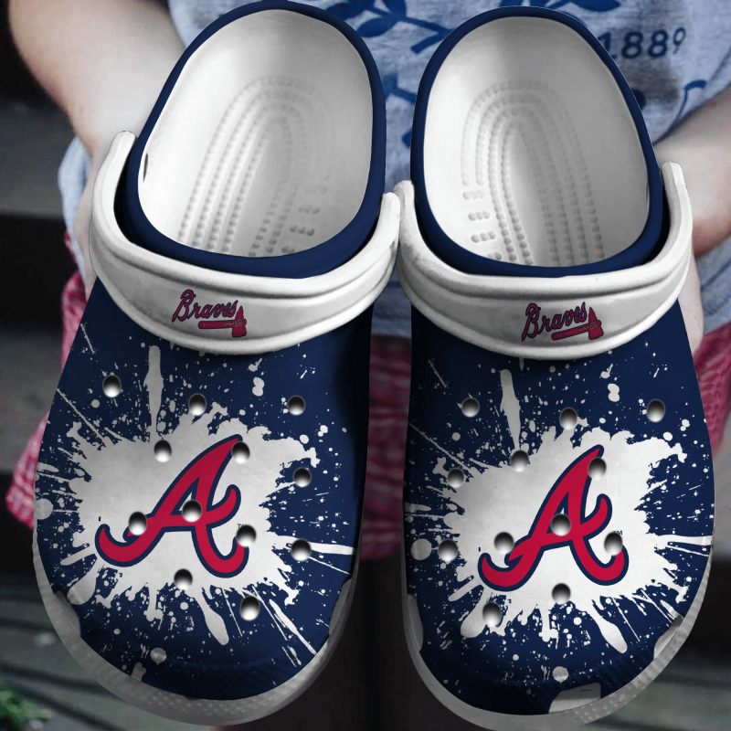 Braves White-Navy Crocband Shoes