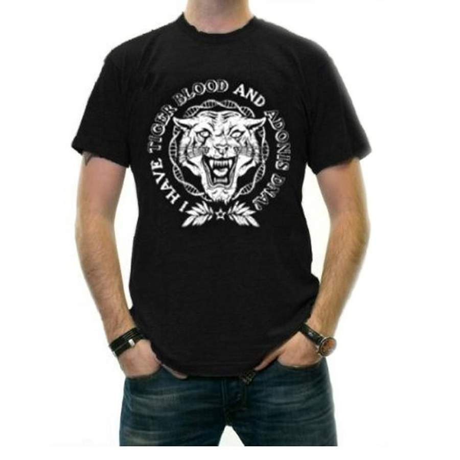 YPS Summer Fahsion Tiger Blood Crest Men T-Shirt Black