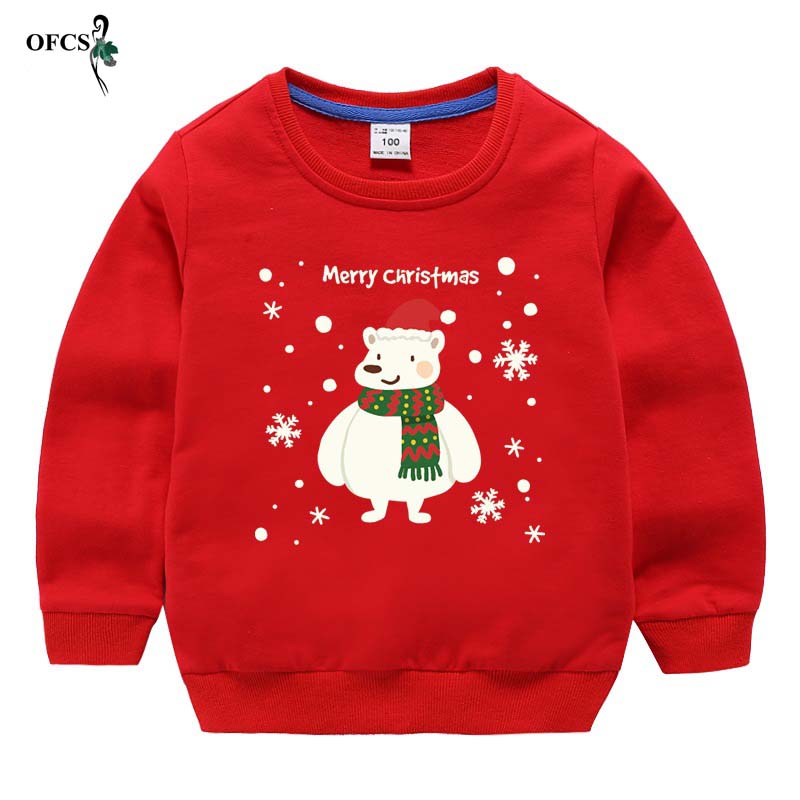 Children’s Merry Christmas Sweater Autumn Young Boy & Girl Clothes Cartoon Print Long Sleeve T-shirt Baby Casual Cotton Pullover alx