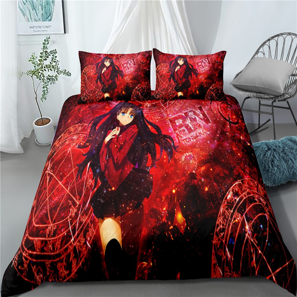 Anime Fate Stay Night Home Textile Pillow Case 3D Bed Linen Duvet Covers Kids Bedding Sets Bed Set Home Decor Bedding