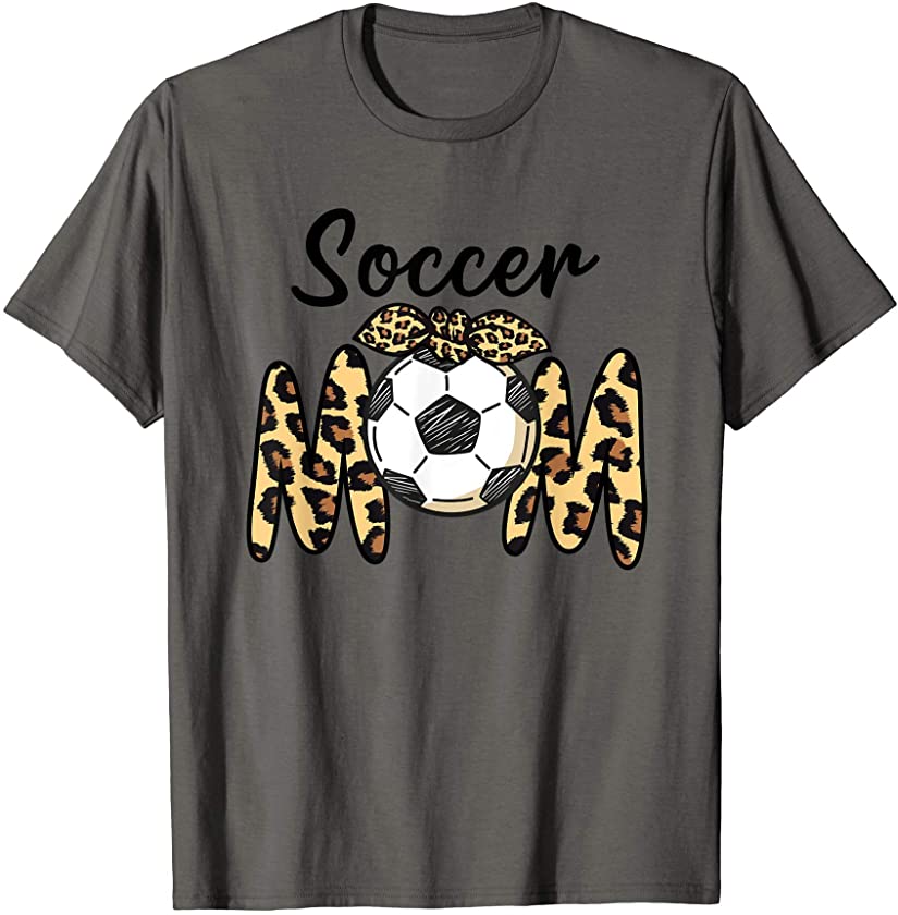 Soccer Mom Leopard Funny US Girls Soccer Mom Mother’s Day T-Shirt