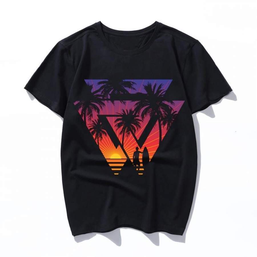 surfing with cool shape Black T Shirt Japanese Fashion Aesthetic T-Shirt 90s Kawaii Tee Short Sleeve for men and women