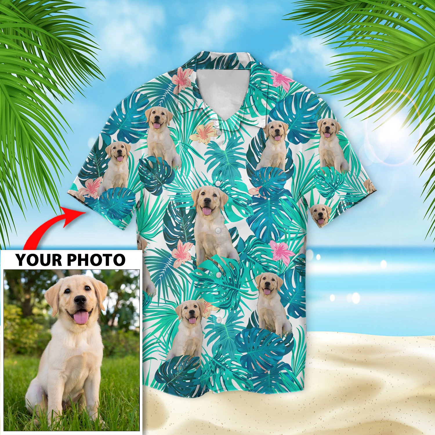 Custom Image Dog Flower Hawaii Labrador Retriever Aloha Shirt For Woman Ha49924