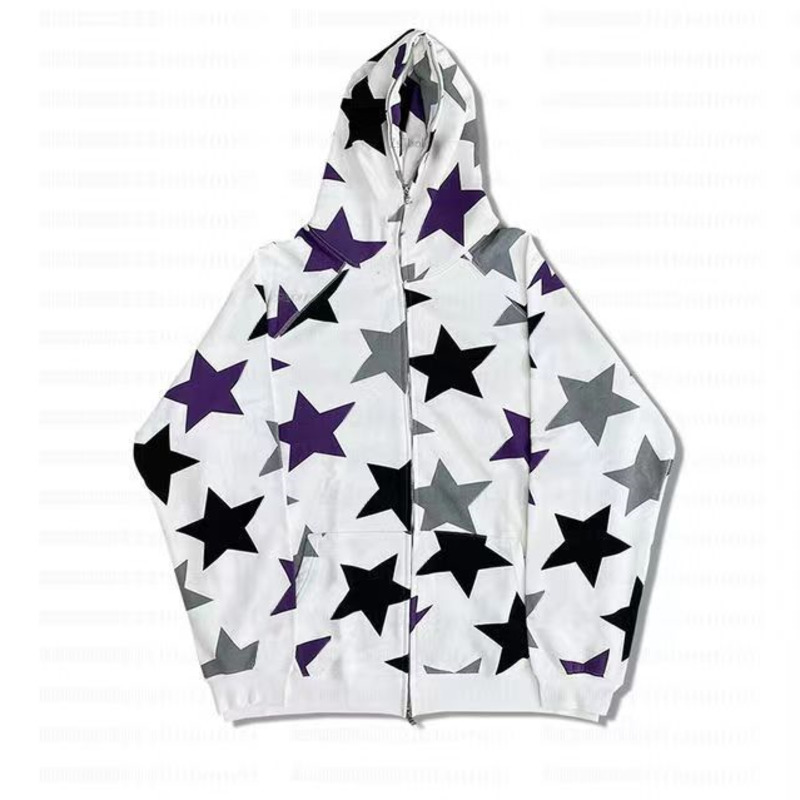 Star Print Zip Up Winter Hoodies Vintage Top Grunge Y2k Coats Jacket Man Oversize Gothic Clothes Women Hoodie Sweatshirts Kawaii alx