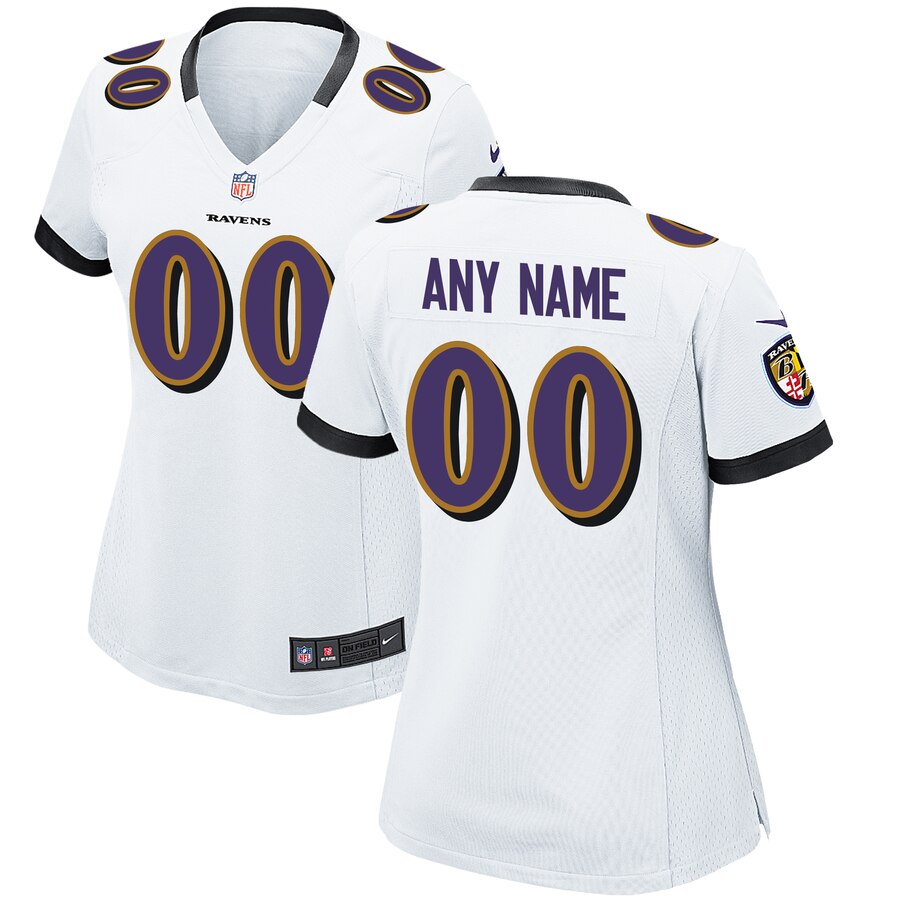 Womens Baltimore Ravens Nike White Custom Jersey