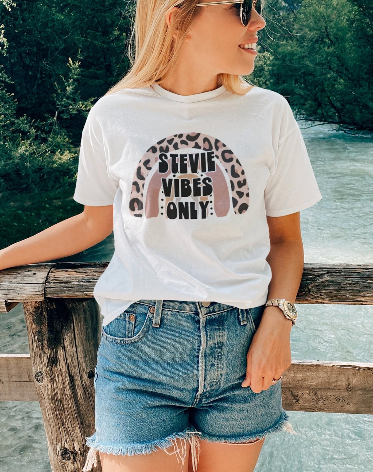 Stevie Vibes Only Shirt Stevie Nicks Graphic Tee With Leopard Rainbow Gift For Her