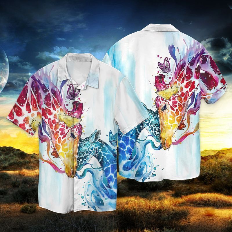 Giraffe For Men And Women Graphic Print Short Sleeve Hawaii Casual Shirt Ha90323