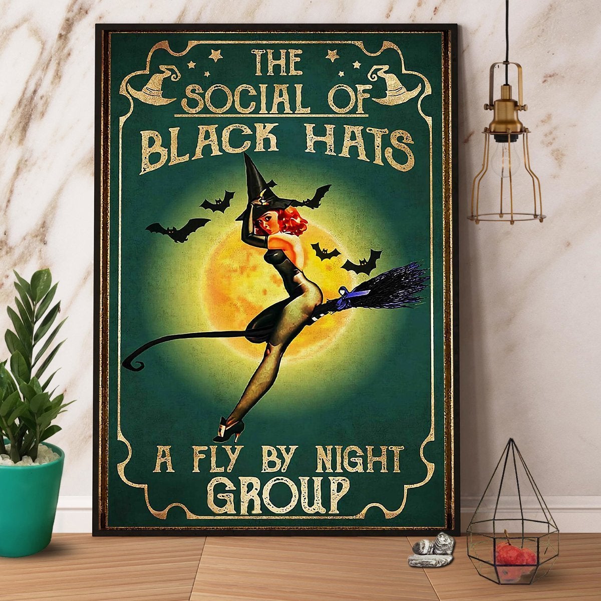 Witch Sexy The Social Of Black Hats And Fly By Night Group Halloween Gift Paper Poster No Frame Matte Canvas, Wall Decor Visual Art Wall Decor