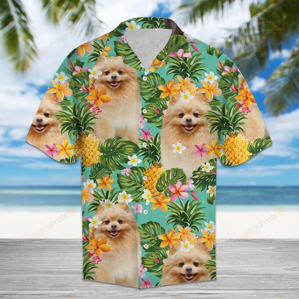 Tropical Pineapple Pomeranian Hawaiian Shirt Ha96536