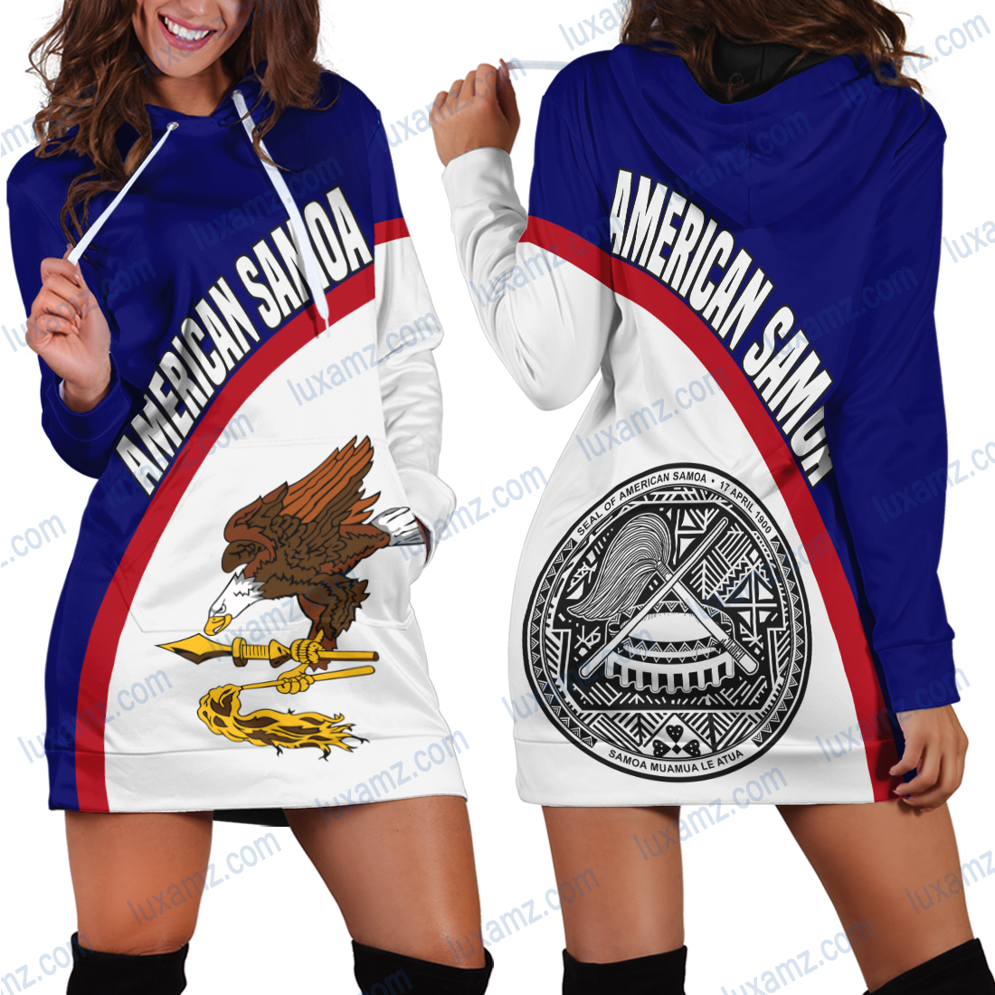 American Samoa Flag Seal Pattern Hoodie Dress