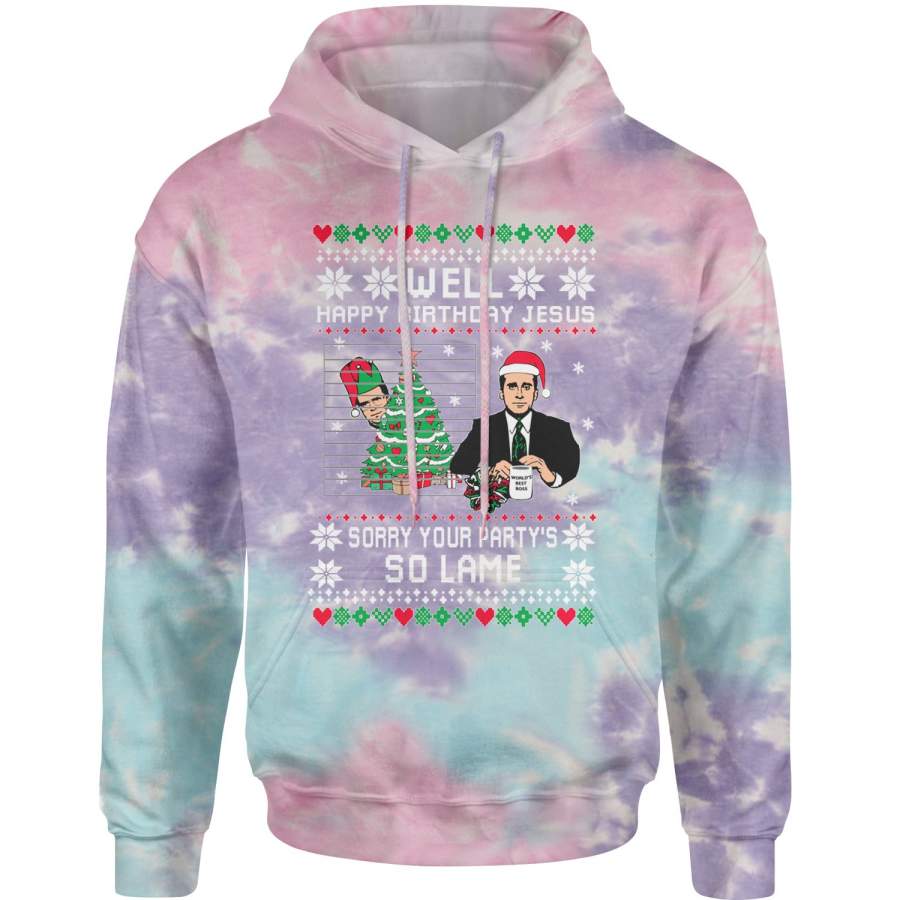 The Office – Happy Birthday Jesus Ugly Christmas Tie-Dye Adult Hoodie Sweatshirt