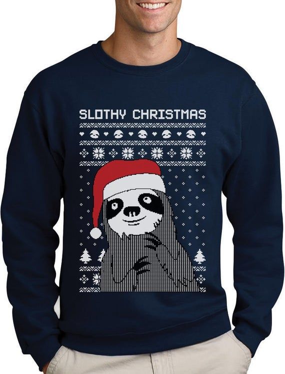 Slothy Xmas Ugly Christmas Sweater Men s Crewneck Sweatshirt