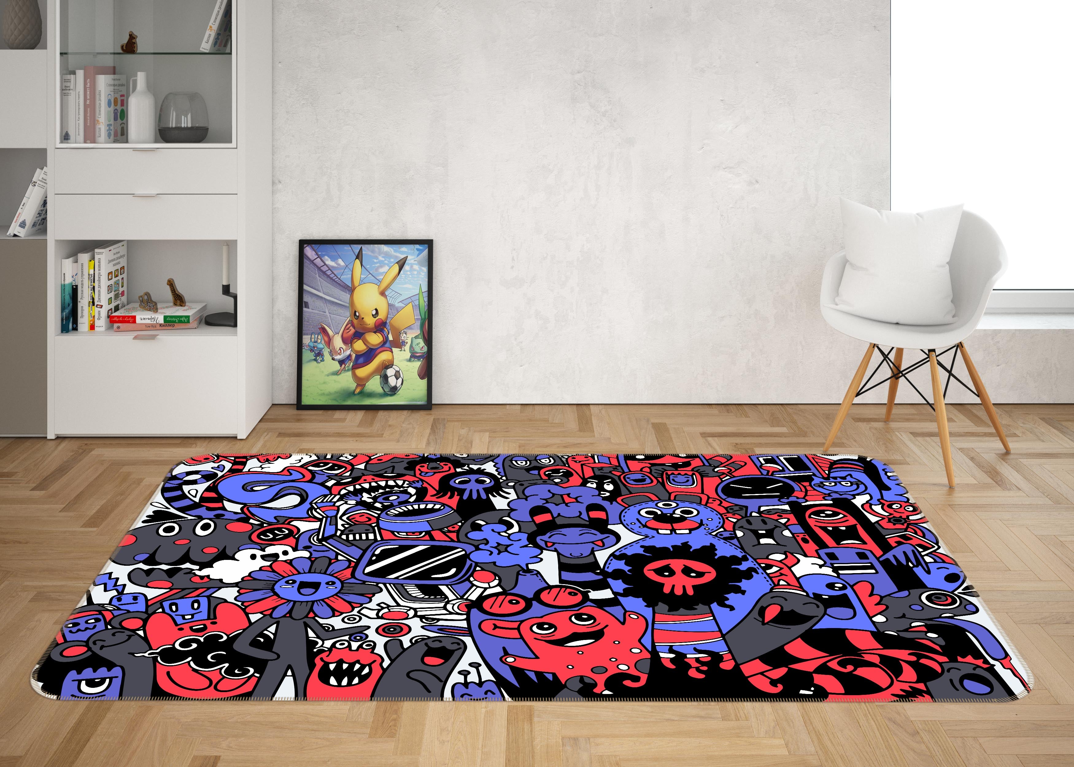 3D Halloween Monster Graffiti Campus Non-Slip Rug Mat A547 Lqh