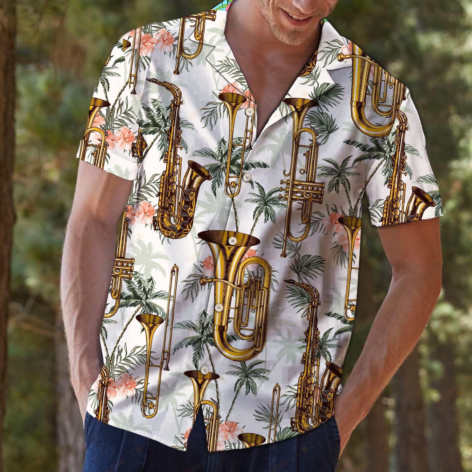 Saxophone Tropical Vintage Hawaiian Shirt Ha67833